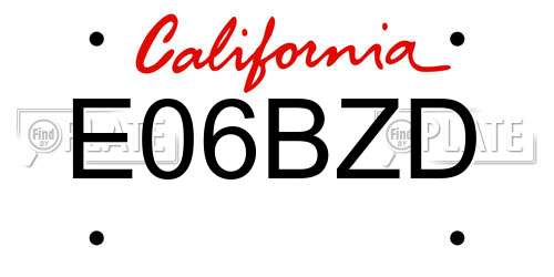 E06BZD California License Plate