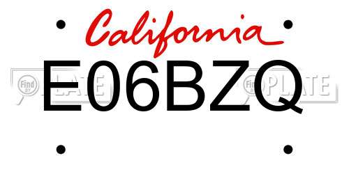E06BZQ California License Plate