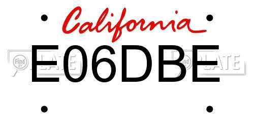 E06DBE California License Plate
