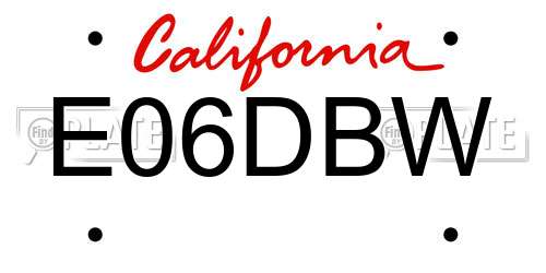 E06DBW California License Plate