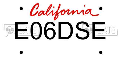 E06DSE California License Plate