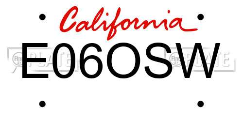 E06OSW California License Plate