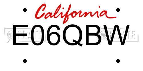 E06QBW California License Plate