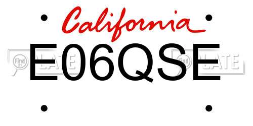 E06QSE California License Plate