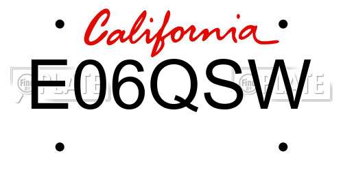 E06QSW California License Plate