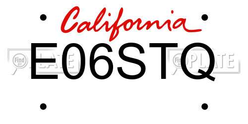 E06STQ California License Plate
