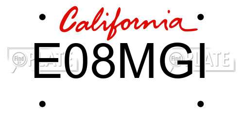 E08MGI California License Plate