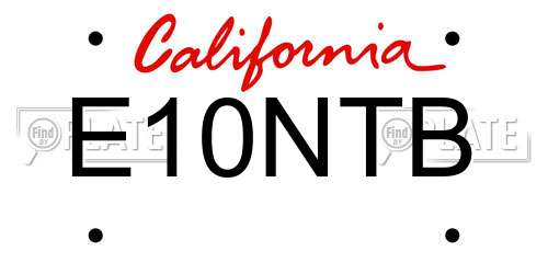E10NTB California License Plate