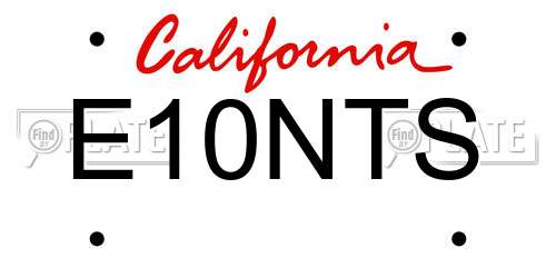E10NTS California License Plate