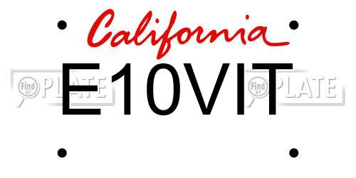 E10VIT California License Plate