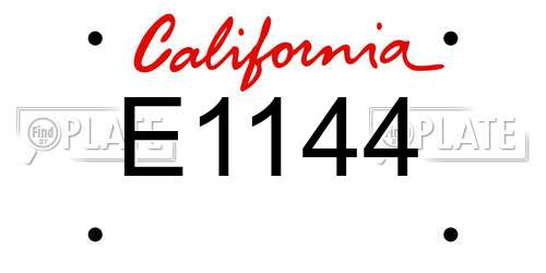 E1144 California License Plate