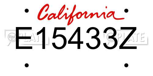 E15433Z California License Plate