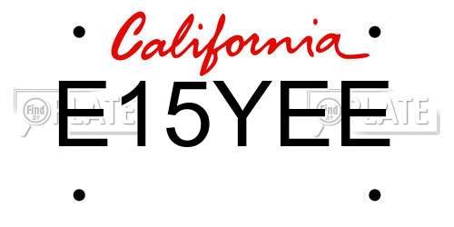 E15YEE California License Plate
