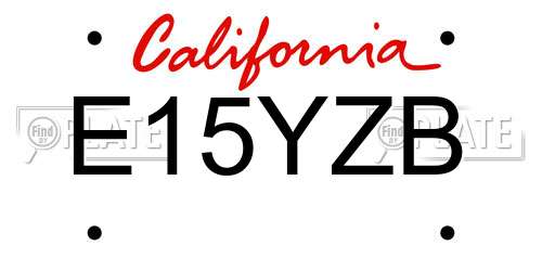 E15YZB California License Plate