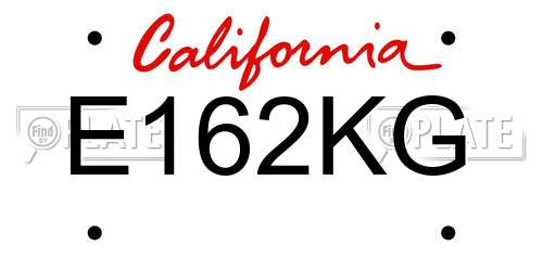 E162KG California License Plate