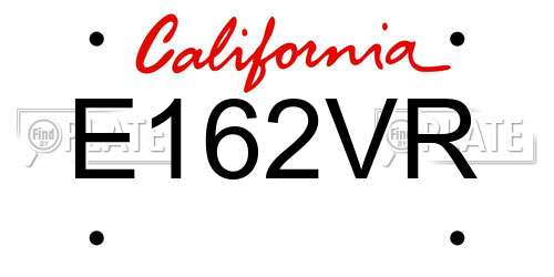 E162VR California License Plate