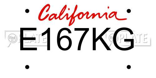E167KG California License Plate