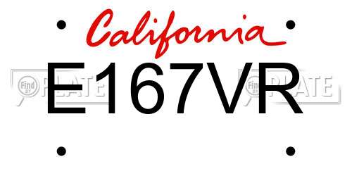 E167VR California License Plate