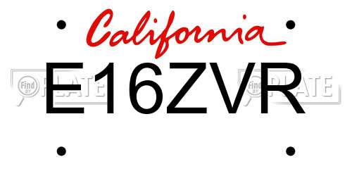 E16ZVR California License Plate