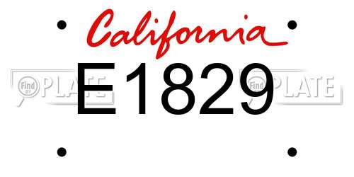 E1829 California License Plate