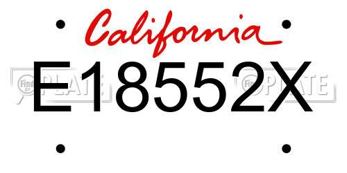 E18552X California License Plate