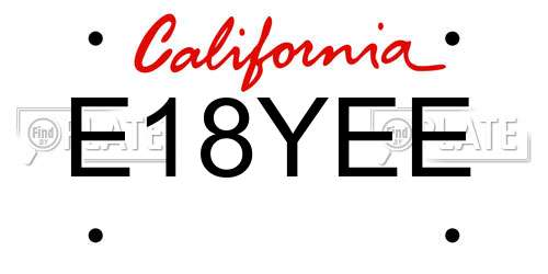 E18YEE California License Plate