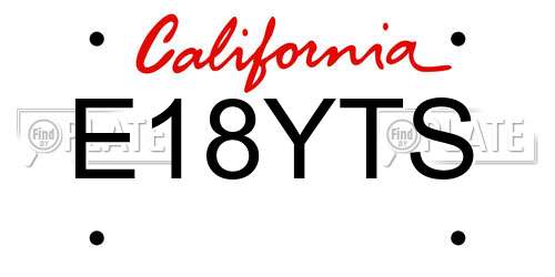 E18YTS California License Plate