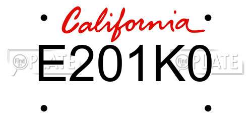 E201K0 California License Plate