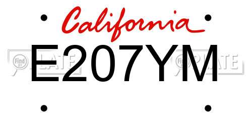 E207YM California License Plate