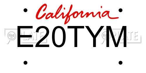 E20TYM California License Plate