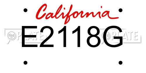 E2118G California License Plate