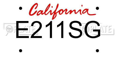 E211SG California License Plate
