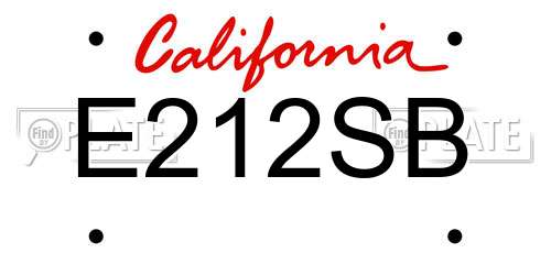E212SB California License Plate