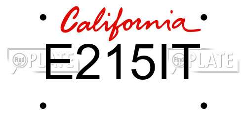 E215IT California License Plate