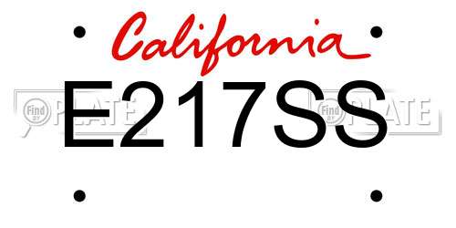 E217SS California License Plate