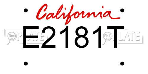 E2181T California License Plate