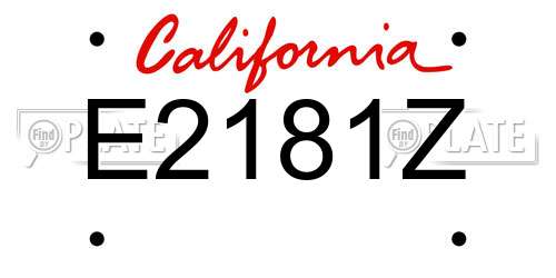 E2181Z California License Plate