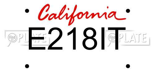 E218IT California License Plate
