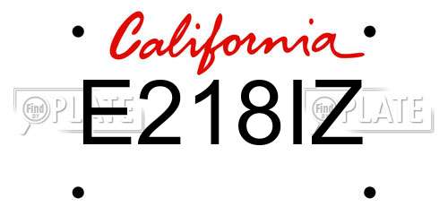 E218IZ California License Plate