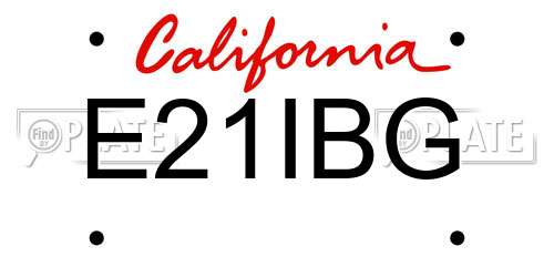 E21IBG California License Plate