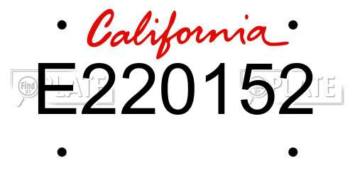 E220152 California License Plate