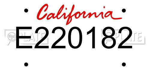 E220182 California License Plate