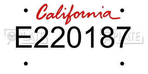 E220187 California License Plate