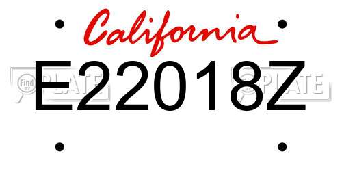 E22018Z California License Plate