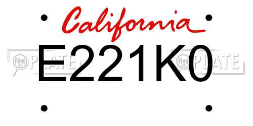 E221K0 California License Plate