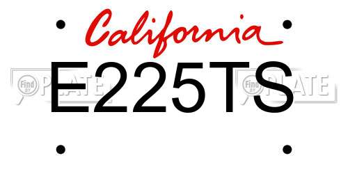 E225TS California License Plate