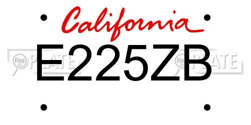 E225ZB California License Plate