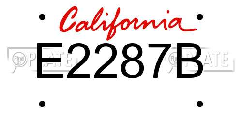 E2287B California License Plate