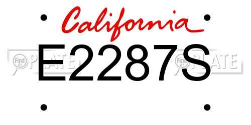 E2287S California License Plate