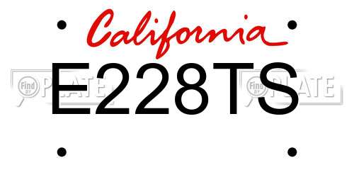 E228TS California License Plate